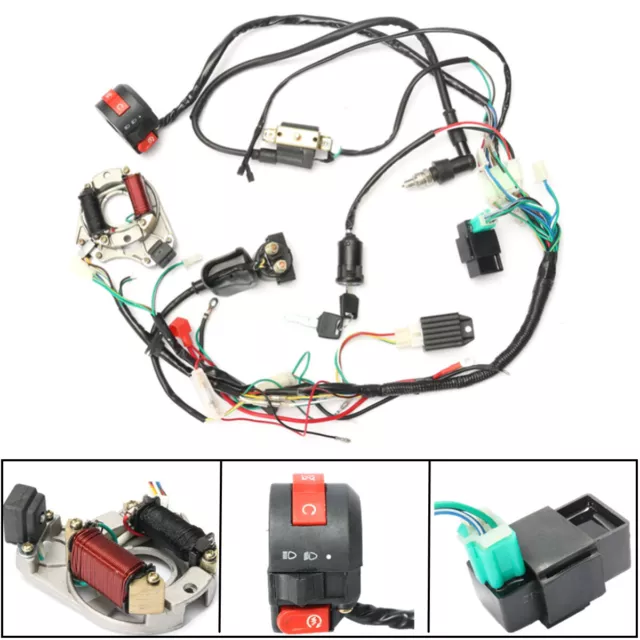 CDI Wire Harness Wiring Loom Coil Rectifier Kit For 50cc-110cc ATV Quad Pit