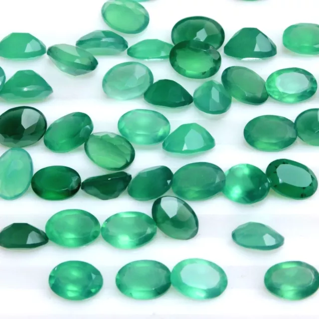 Wholesale Lot of 7x5mm Oval Facet Natural Green Onyx Loose Calibrated Gemstone 3