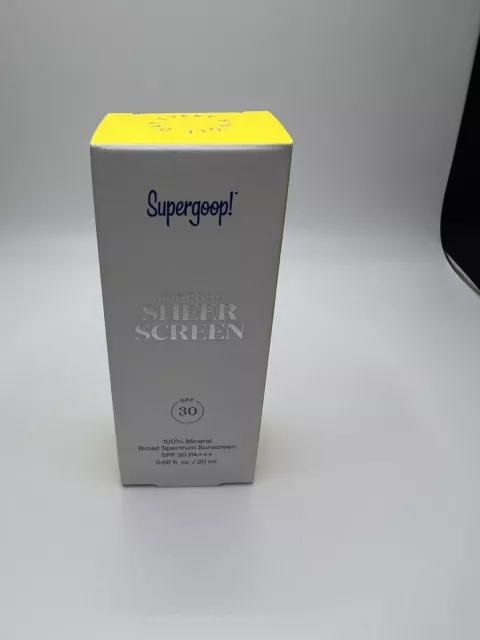 Supergoop Mineral Sheer Screen Sunscreen Spf 30 0.68 oz. /20 mL EXP 2/24 New