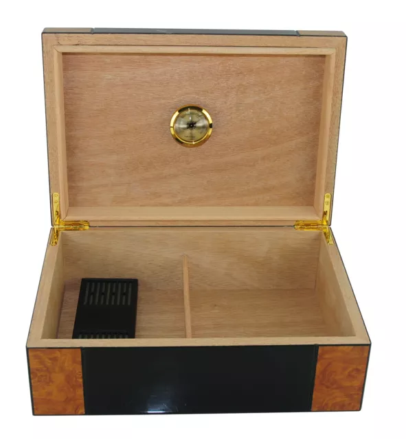 Quality 50+ CT Count Cigar Humidor Humidifier Wooden Case Box Hygrometer u