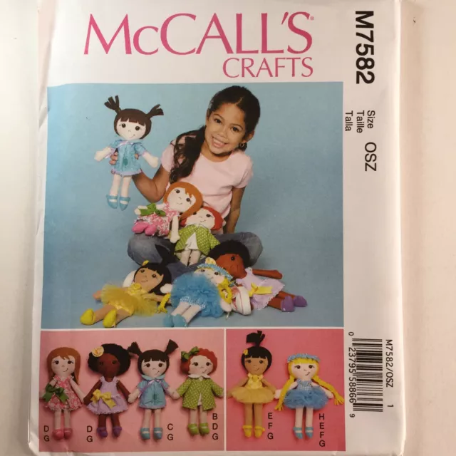 McCall 7582 9 14 inch Doll Clothes Boy Girl Soft Toy Elf Craft New Uncut Pattern