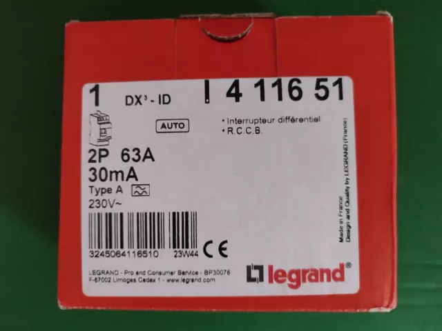 Legrand - inter différentiel dx3 2p - 63a - 30ma - type a - départ haut auto - 4