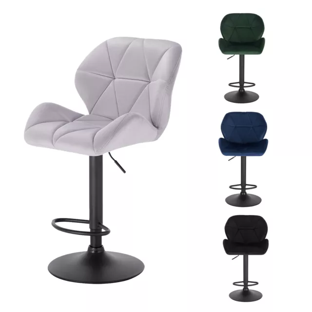 1/2/4x Breakfast Velvet Bar Stools Swivel Gas Lift Rest Chair Kitchen Barstool