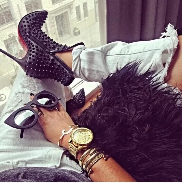 Christian Louboutin Snakilta 120 Spiked Leather Ankle Boots in