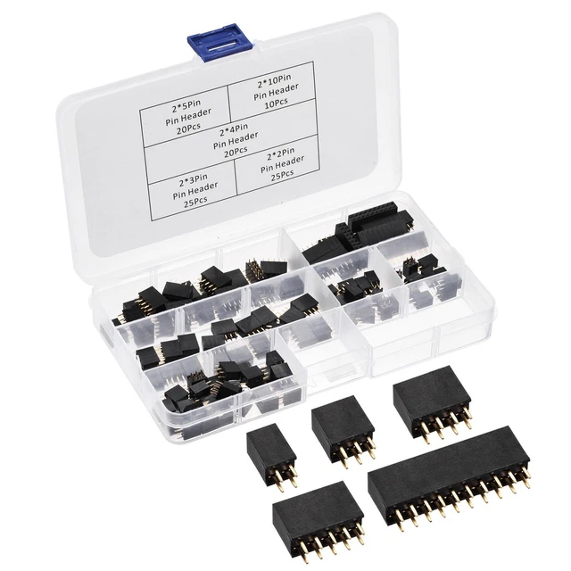 Pasador Encabezado Pin Conector 4P 6P 8P 10P 20P 2,54mm Paso con Caja 100 Set