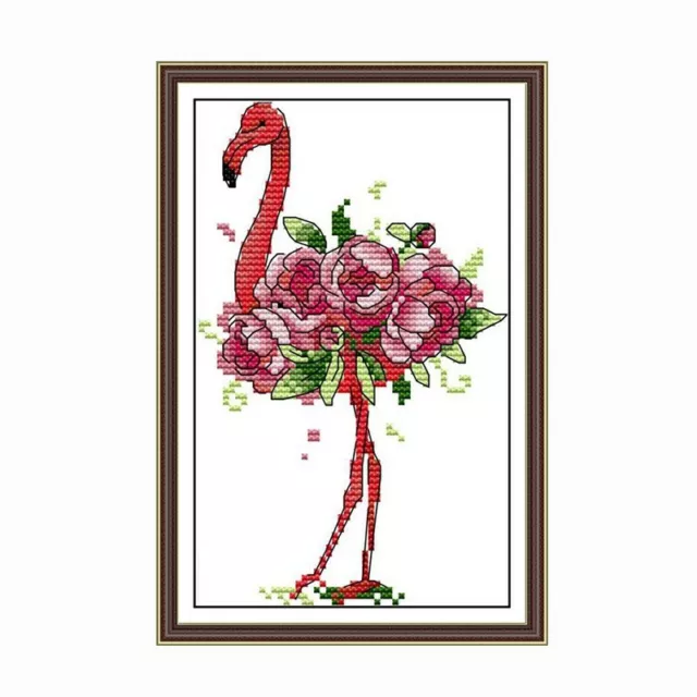 Stamped Counted Pre-printed Cross Stitch Kit Chart Pattern Needlecaft Flamingo