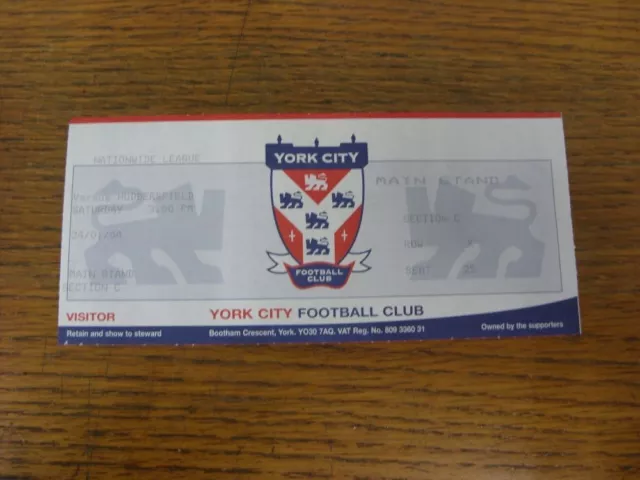 24/01/2004 Ticket: York City v Huddersfield Town. FREE POSTAGE on all UK Orders.