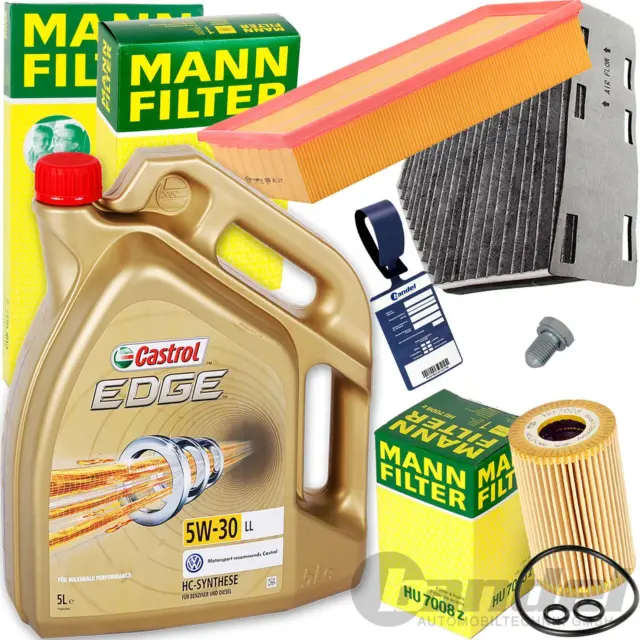 MANN FILTERSET+5L CASTROL 5W30 ÖL für 1.6/2.0TDI AUDI A3 VW GOLF 6 PASSAT TOURAN