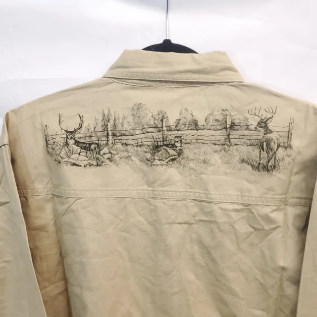 RUGGED EARTH OUTFITTERS Men Shirt Sz L Tan Deer Print Back Button-Dn Long  Sleeve $18.99 - PicClick