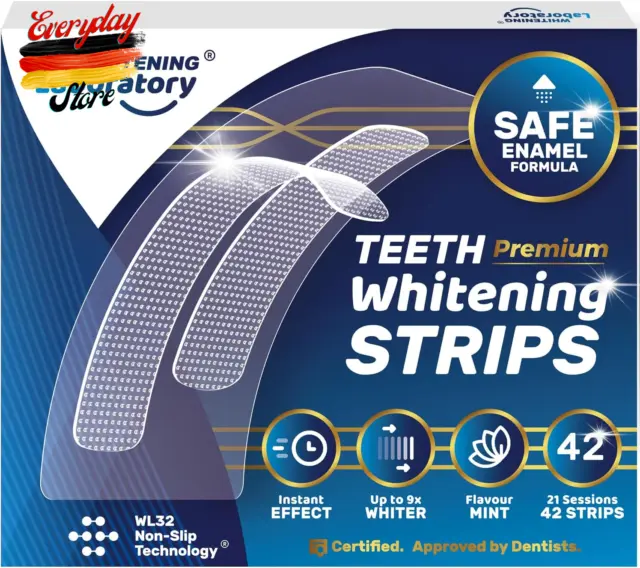 Strisce sbiancanti professionali - 21 applicazioni - sicure per spazzaneve dentali