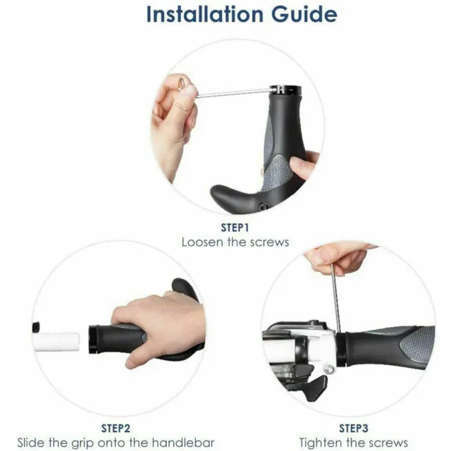 1Paar Fahrrad Lenkergriffe Rutschfest MTB Ergonomisch Schraub-Griff Gummigriffe 3