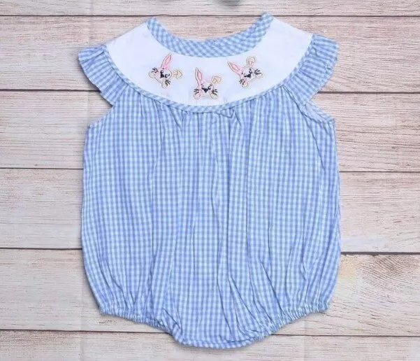 NEW Boutique Easter Rabbit Bunny Baby Girls Bubble Romper Jumpsuit