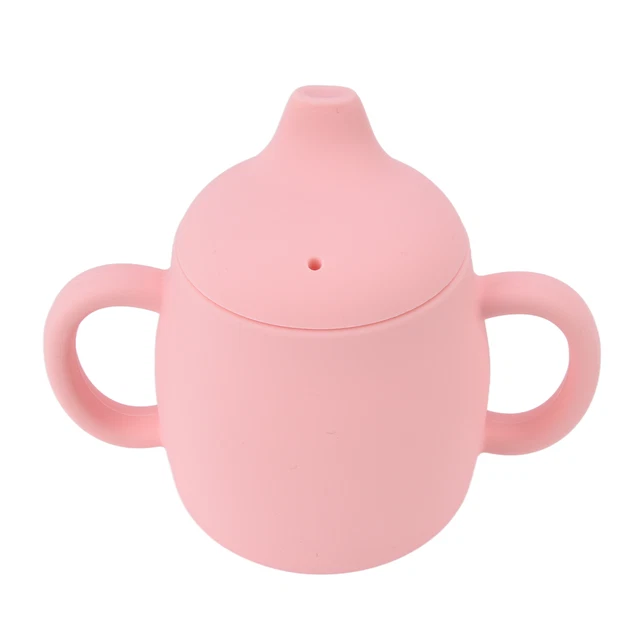 Taza de aprendizaje rosa 280 ml para niños grado alimenticio para prevenir caídas portátil bebé MX