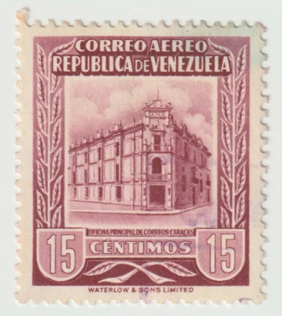 1955 Venezuela - Airmail - Caracas Post Office "REPUBLICA" - 15 C Stamp