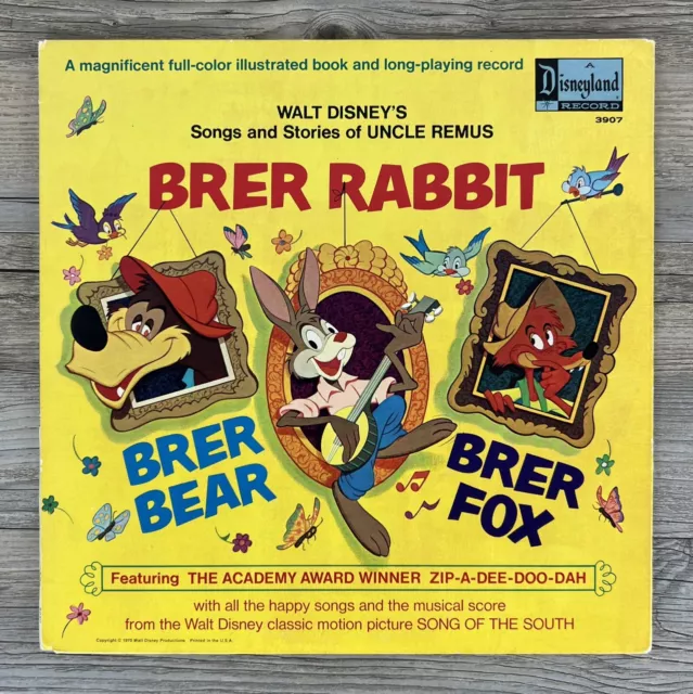 Walt Disney Song Of The South Uncle Remus Brer Rabbit 1970 Vinyl LP w/Booklet
