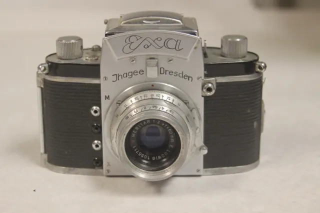 Ihagee Dresden EXA 35mm film camera made in occupied Germany in 1951-1952.