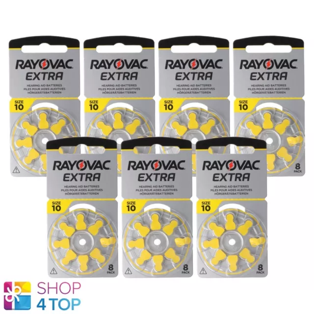 56 Rayovac Extra Size 10 Hearing Aid Batteries Pr70 8Bl 1.45V Zinc Air Neu