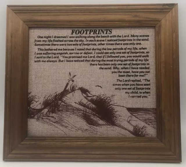 God & Jesus Footprints in the Sand Christian Canvas Framed Print Large 16" x 18"