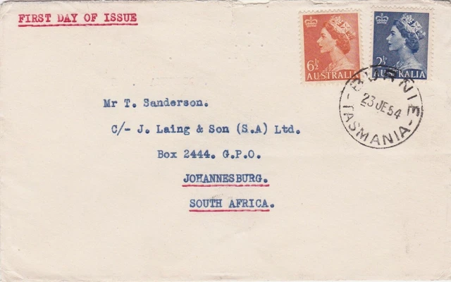 AUSTRALIA : NEW VALUE 2½d & 6½d ELIZABETH II DEFINITIVES, FIRST DAY COVER (1954)