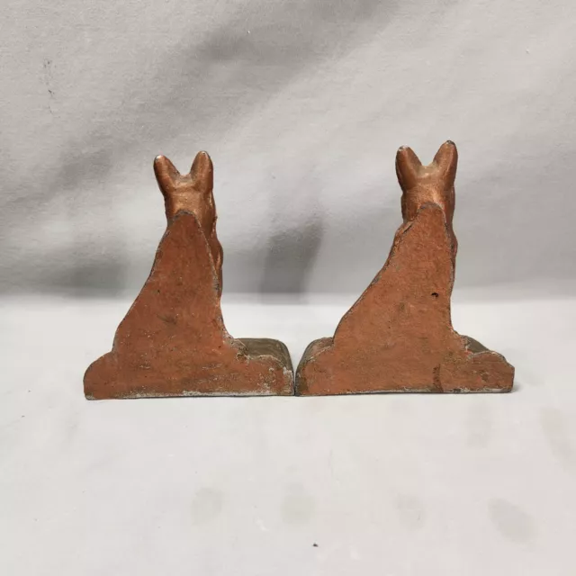 Vintage Cast Iron German Shepherd Dog Brass/Gold Colored Metal Art Deco Bookends 3