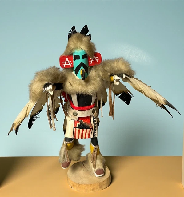 13& NATIVE AMERICAN Hopi Kachina Doll Eagle Dancer with Large Feathers ...