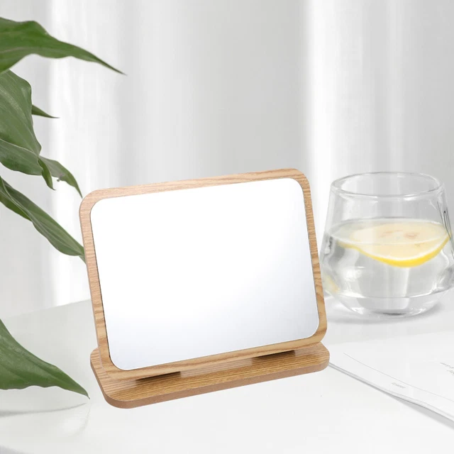 WISYOK Specchi Portatile Pieghevole, Specchio da Viaggio, Trucco con Pelle PU, HD Specchio Campeggio - 25x18cm (Bianco) Tavolo da Trucco