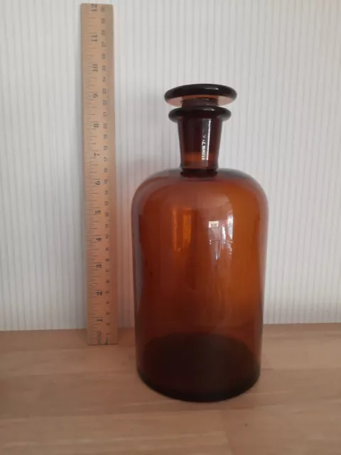 Alte Apotheken-Flasche 1 Liter Enghals mt Schliffstopfen, ohne Etikett