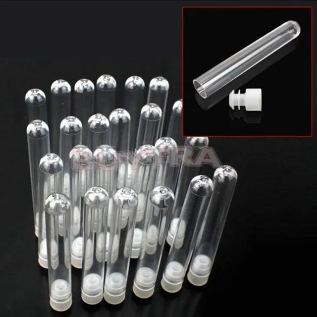 Crystal Clear 10 Pcs 12*75mm Plastic Test Tubes With White Caps.pj