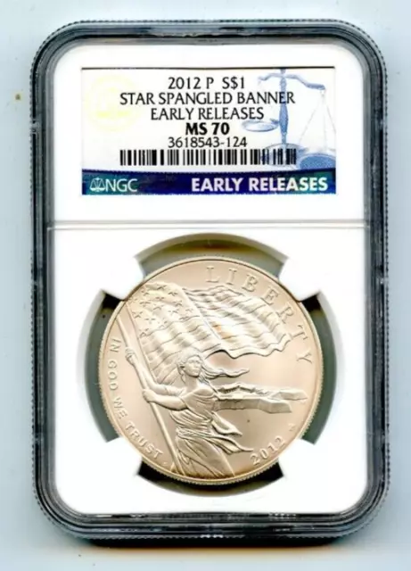 2012-P Star Spangled Banner $1 Silver Commemorative Ngc Ms70 Early Releases!!
