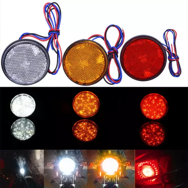 1 pz auto moto rosso rotondo 24 LED segnale di svolta freno arresto luci posteriori riflesse*H7