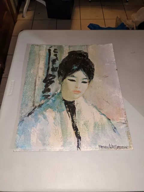 "Geisha Girl" Nathan Wasserberger  Signed Oil On Board Painting