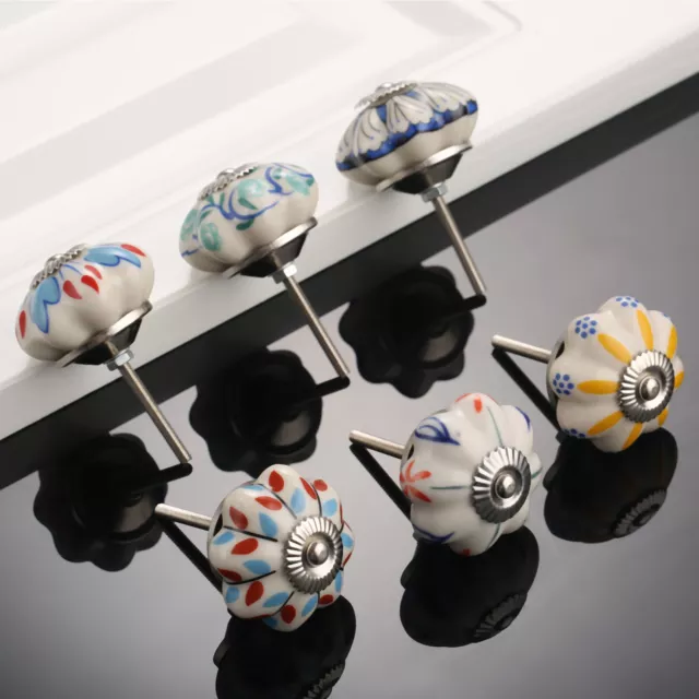 Colorful Ceramic Cabinet Knobs Drawer Wardrobe Door Pull Handles Round Porcelain