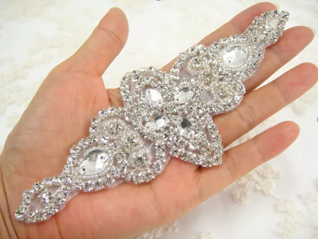 Gorgeous Rhinestone Bridal Dancing Dress Applique Diamante Costume Gown Motif