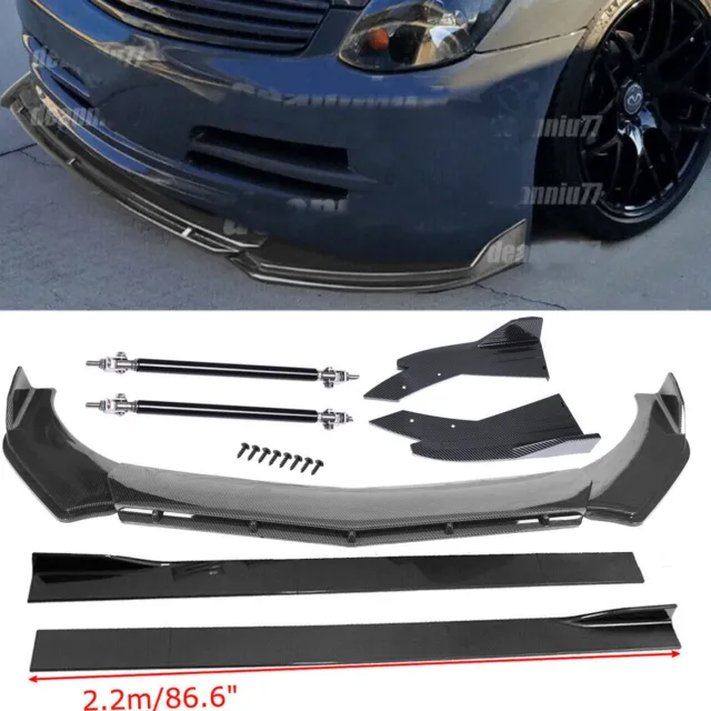 Carbon Fiber Front Bumper Lip Side Skirt/ Strut Rods For Infiniti G35 G37