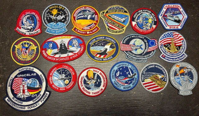 Lot of 17 NASA Shuttle Mission Astronaut Patches Challenger Columbia Spacelab
