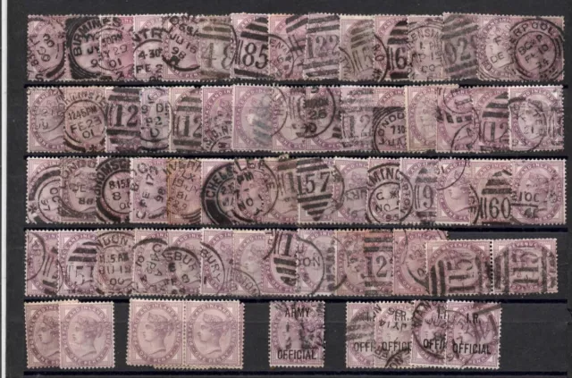 G.B. Surface Printed -  SG. 172  : 1d. Lilac Predominately Used + few Overprints