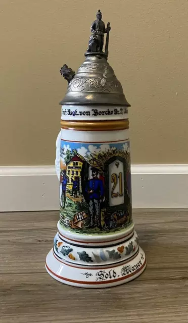 WWI WW1 German Regimental Stein! 21st Prussian Infantry Regimental Stein 1908-11