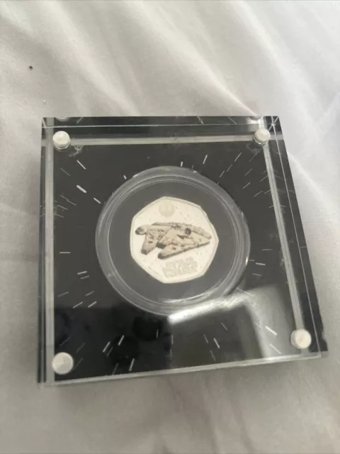 millennium falcon 2024 UK 50p SILVER PROOF COLOUR COIN