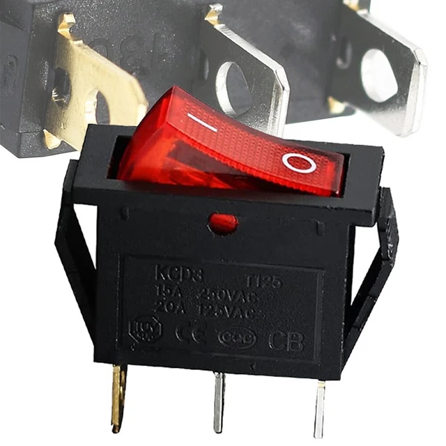 Easy To Install Rocker Switch Power Switch Button 3 Pins 3Pin Practical Red