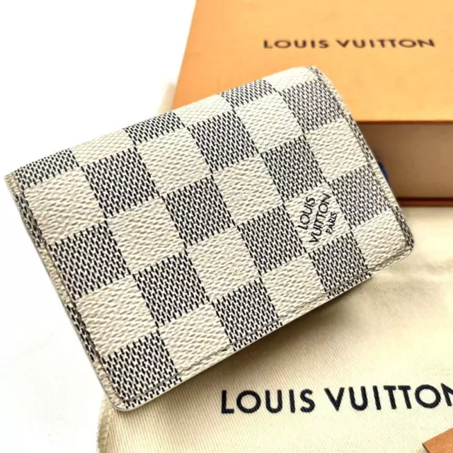 Good condition LOUIS VUITTON Damier Azur Envelope Carte de Visite Card Case