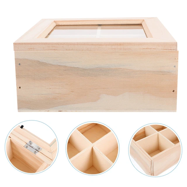 Boîte De Rangement En Bois Pour Sachets De Thé - 12 Compartiments - Couvercle Transparent - Organisateur Café Épices