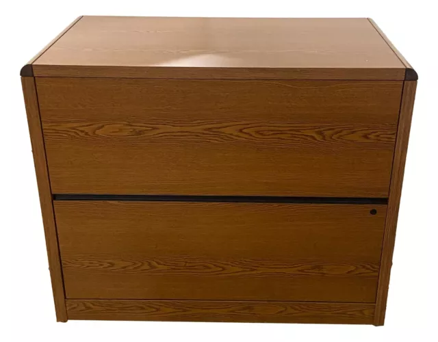 HON 2-Drawer Oak Lateral File Cabinet - 36"(W) x 20"(D) x 30"(H)