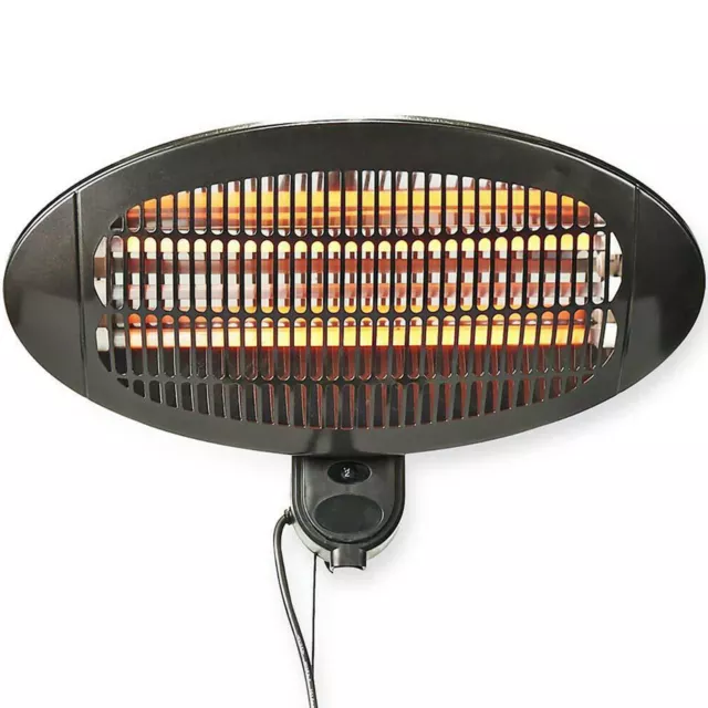 2KW Electric Patio Heater Wall Mounted Quartz Warmer Garden Outdoor Waterproof 3