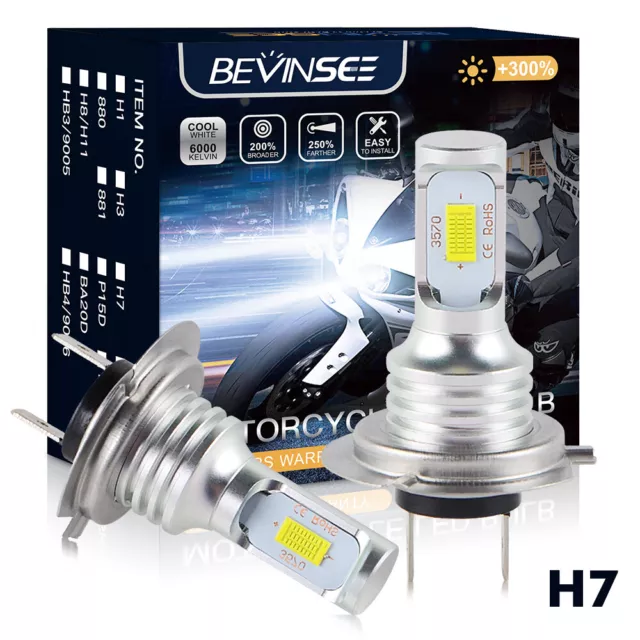 2x H7 LED Headlight Bulbs 100W Bright For BMW F800S F800ST F650GS F650 GS ABS