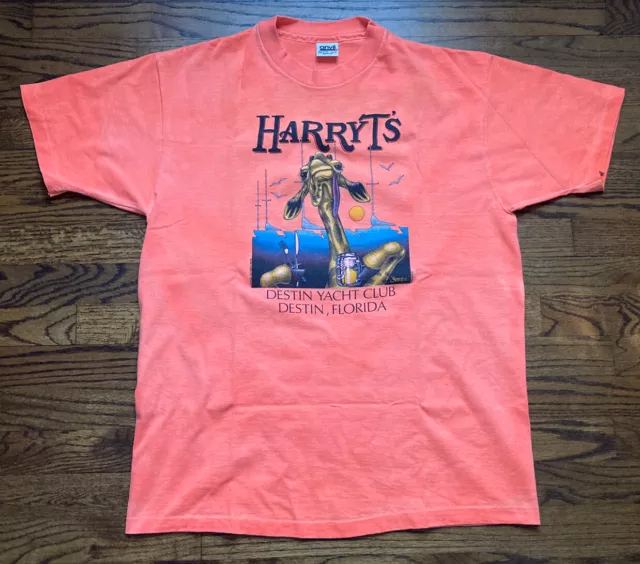 VTG Harry T’s 1986 Destin Florida Beach Shirt Single Stitch Anvil Double Sided