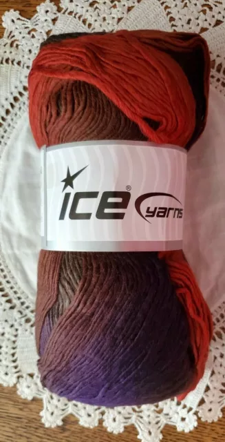 NEW Ice Yarns PRIMADONNA  50% wool 50% acrylic 100gr 300m GREEN RED PURPLE BROWN