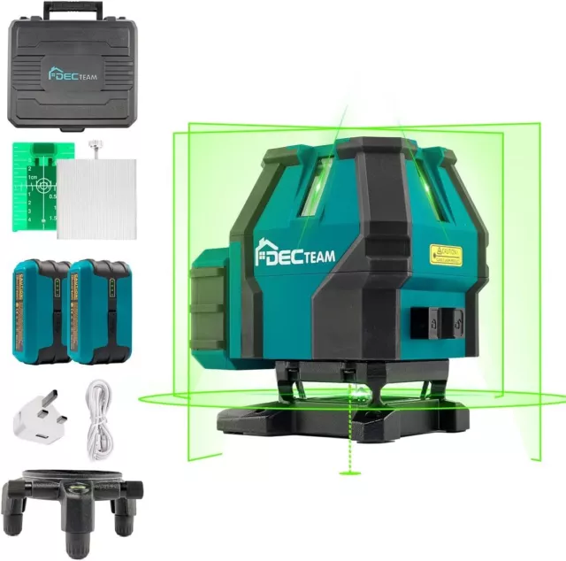 Laser Level Self Leveling Green 1 Horizontal+4 Vertical Laser Line+1 Plumb Point