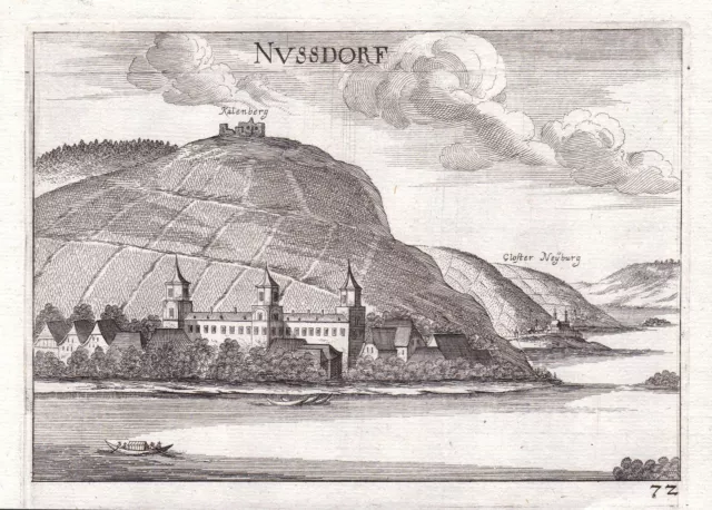 1672 Nussdorf Wien Leopoldsberg Kupferstich antique print Vischer