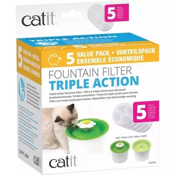 Catit Flower Fountain 2.0 Triple Action Carbon Filter (5 Pack)