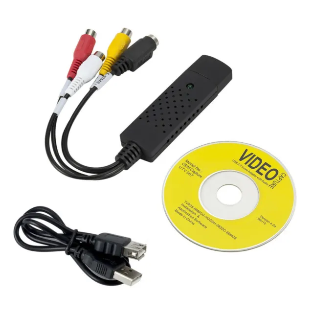 Video & Audio Capture Card Adapter USB 2.0 VHS VCR TV to DVD Converter